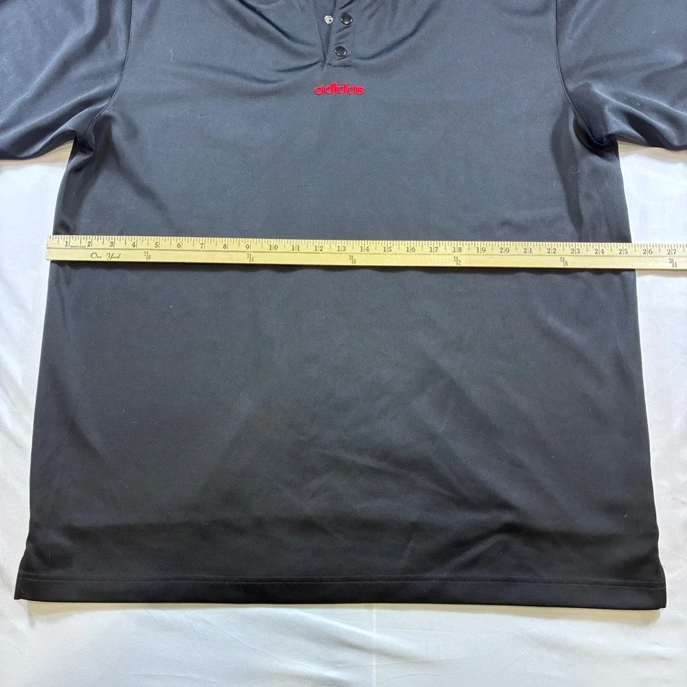 VTG Adidas Y2K Men Large Black Red Gold Stripe Snap Henley Jersey Shirt